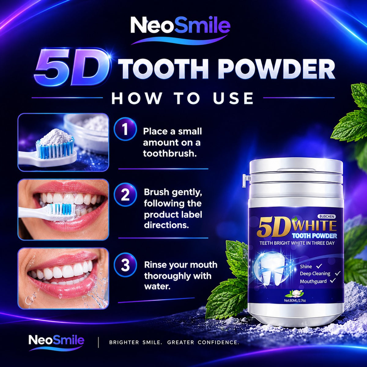 NeoSmile Fresh Mint Teeth Cleaning Powder (80g)